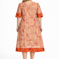 CC1531- Light orange with red cracks designed Dress| Ceylon Batik | Hand Made |Summer Collection | Cotton Dress | Summer Wear