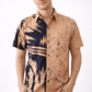 SH1144 - Light brown and black designed Batik Shirt | Ceylon Batik | Hand Made | Men's Collection | Cotton Shirt | Summer Wear
