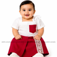 KSA1589 - Red Sarong with white renda design| Ceylon Batik | Hand Made | Kid's Collection | Cotton Sarong| Summer Wear | Cultural