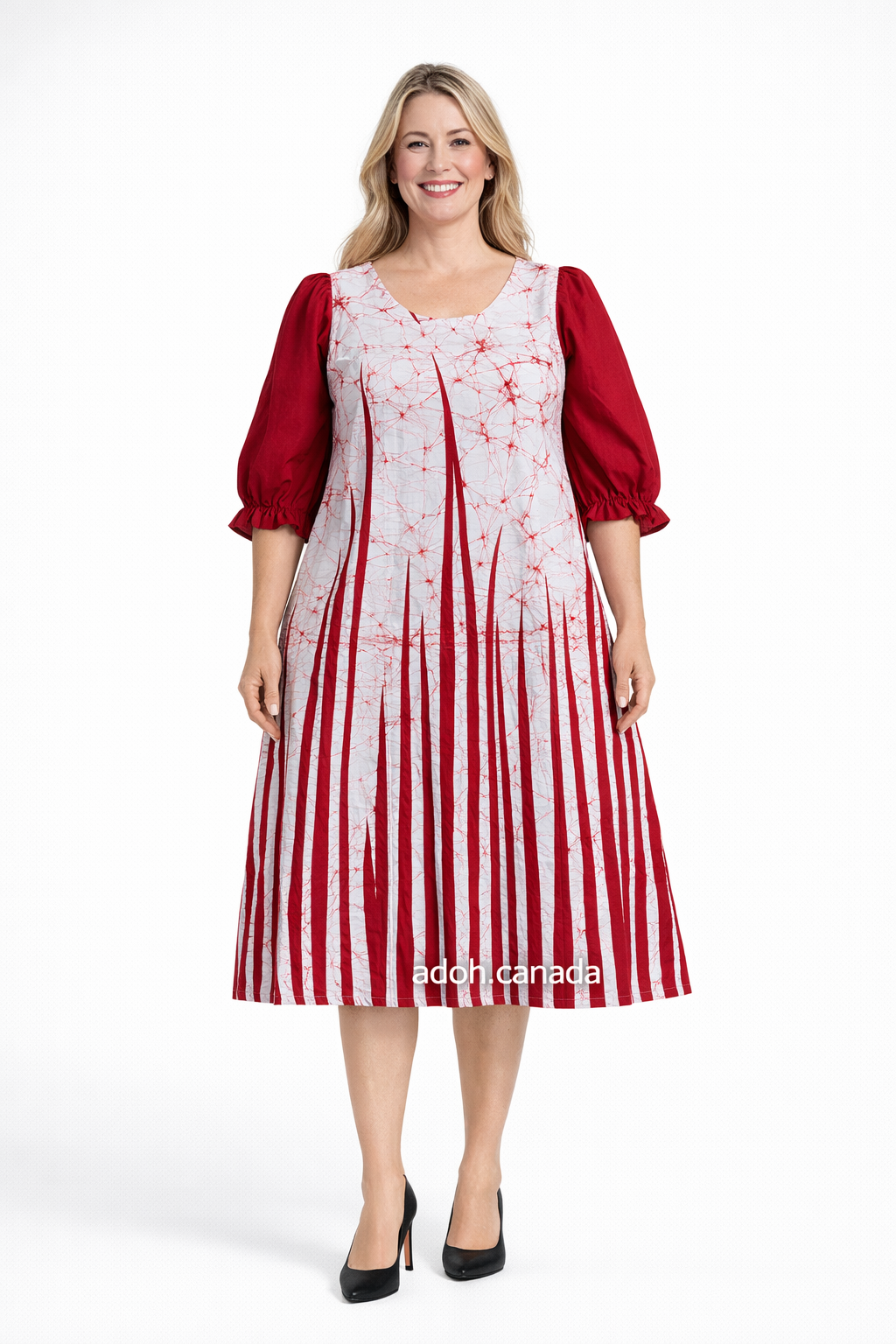 CC1534- Red and white designed Batik Dress| Ceylon Batik | Hand Made |Summer Collection | Cotton Dress | Summer Wear