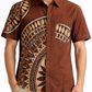 SH1522 - Dark brown shirt with black and baige designed Batik Shirt | Ceylon Batik | Hand Made | Men's Collection | Cotton Shirt | Summer Wear