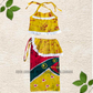 KG1553 - Yellow with green and hot pink designed Lama Saree ( Kids Redda Hatte)| Ceylon Batik | Hand Made | Kids Collection | Summer Collection | Cotton Lama Saree | Kids Redda Hatte | Casual wear