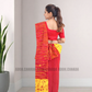 MU1570|Red with yellow sun designed Kandyan Made-up|Ceylon Batik| Cotton Kandyan Made-up Saree| Exclusive Designer Wear | Kandyan Made-up