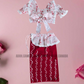 KG1560 - Red and white Lama Saree ( Kids Redda Hatte)| Ceylon Batik | Hand Made | Kids Collection | Summer Collection | Cotton Lama Saree | Kids Redda Hatte | Casual wear
