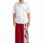 SSA1435/36/37 - Red Silk Sarong with multi color border| Ceylon Batik | Hand Made | Men's Collection | Silk Sarong| Summer Wear | Party Wear
