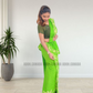 MU1568|Apple green with off-white shapes designed Kandyan Made-up|Ceylon Batik| Cotton Kandyan Made-up Saree| Exclusive Designer Wear | Kandyan Made-up