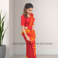MU1570|Red with yellow sun designed Kandyan Made-up|Ceylon Batik| Cotton Kandyan Made-up Saree| Exclusive Designer Wear | Kandyan Made-up