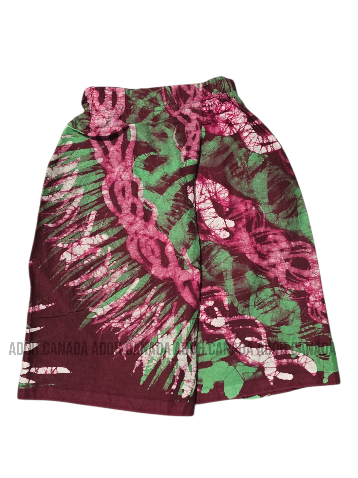 KSA1594 - Dark Maroon with purple and green designed sarong| Ceylon Batik | Hand Made | Kid's Collection | Cotton Sarong| Summer Wear | Cultural