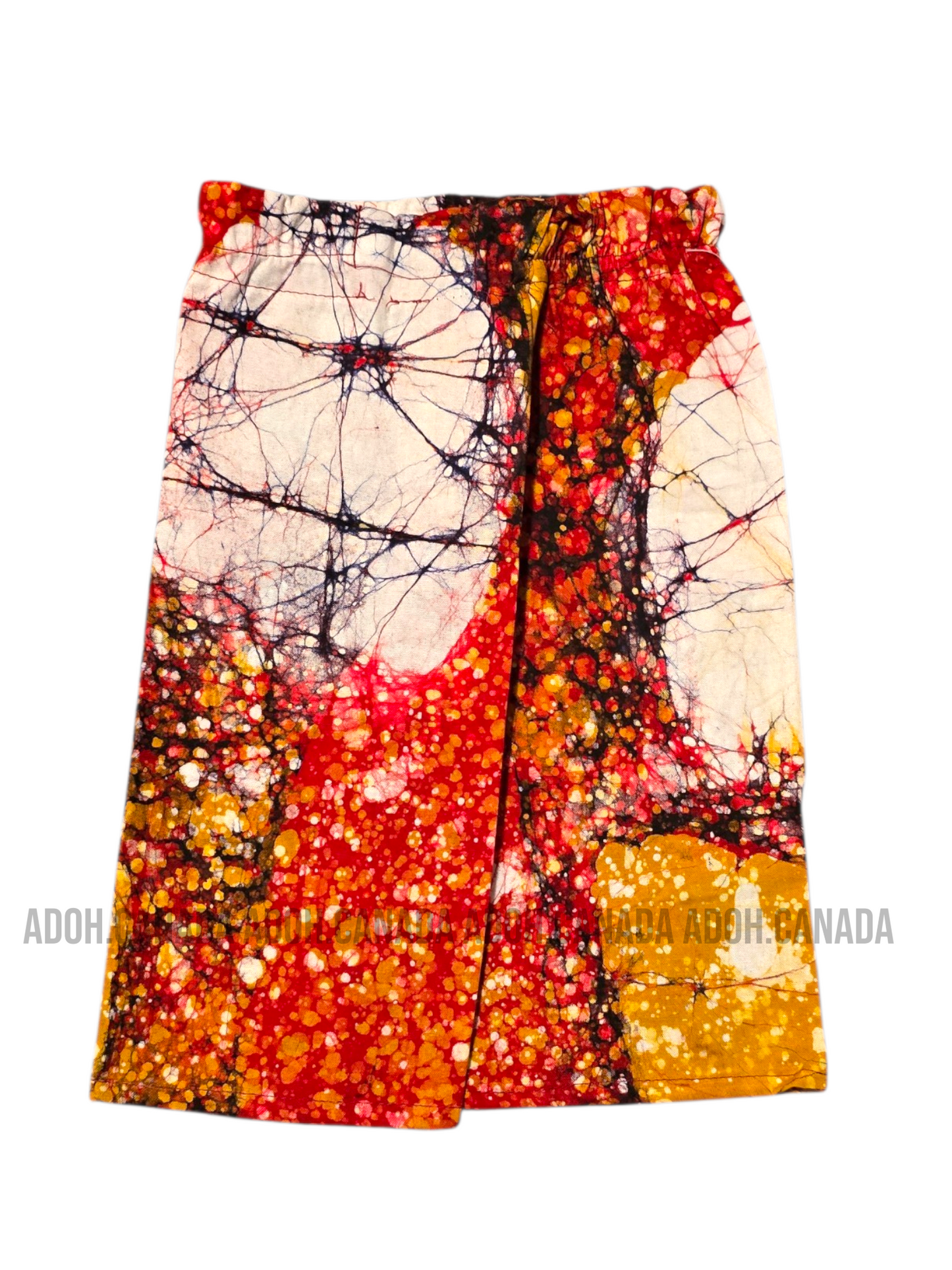 KSA1607 - Red yellow and white designed sarong| Ceylon Batik | Hand Made | Kid's Collection | Cotton Sarong| Summer Wear | Cultural