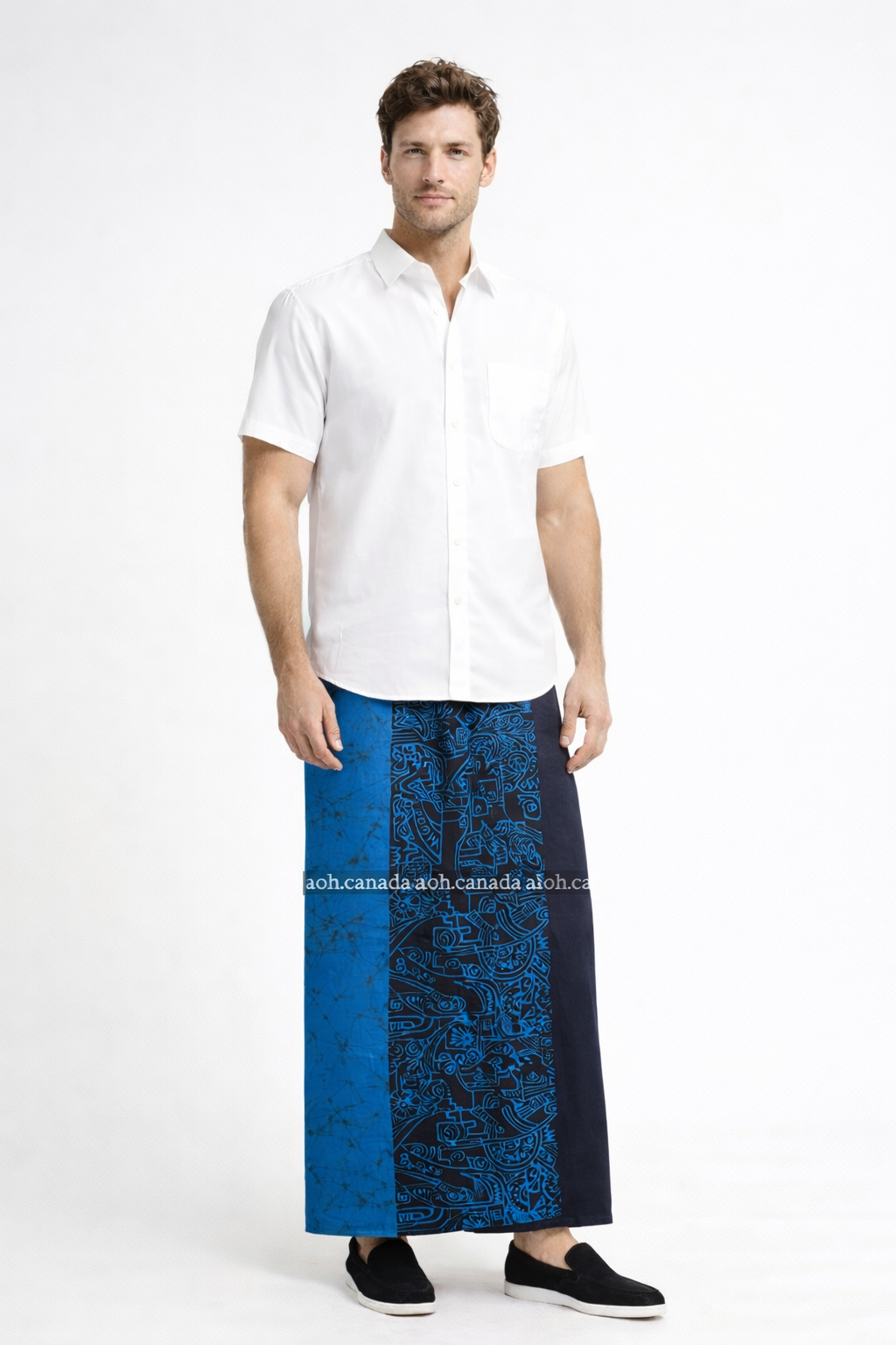 CSA0453 -Blue & Black Cotton Sarong | Ceylon Batik | Hand Made | Men's Collection | Cotton Sarong| Summer Wear | Party Wear