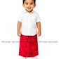 KSA1591 - Red with black cracks designed sarong| Ceylon Batik | Hand Made | Kid's Collection | Cotton Sarong| Summer Wear | Cultural