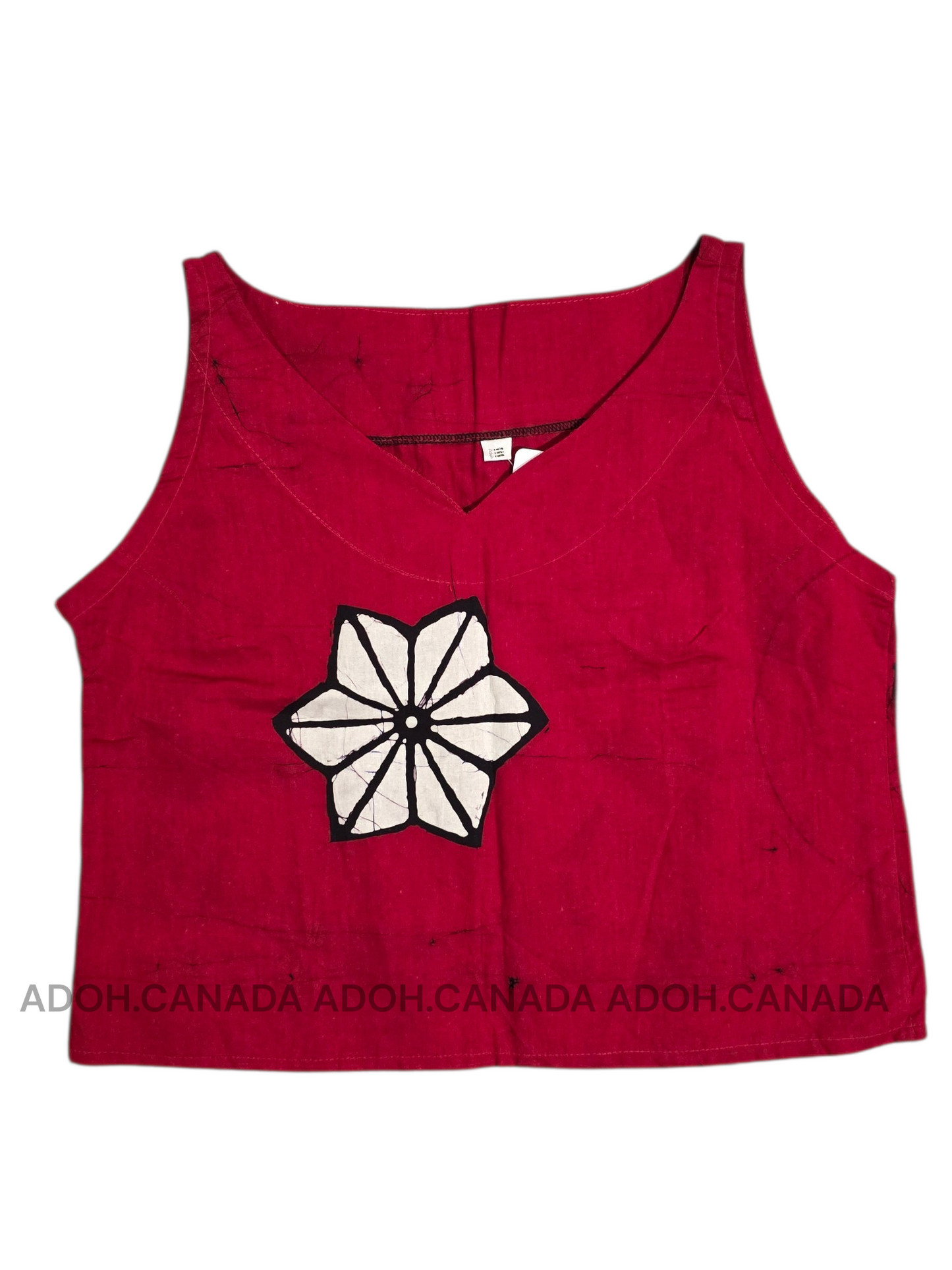 CC1521 - Dark red Batik Crop Top with one flower design| Ceylon Batik | Hand Made | Summer Collection | Cotton Crop top | Summer wear