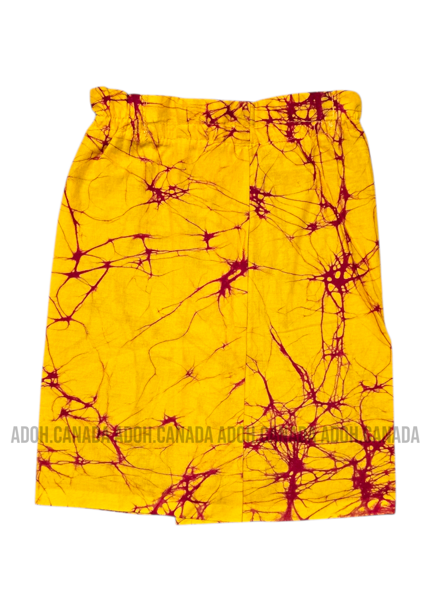 KSA1601 - Yellow and red cracks designed sarong| Ceylon Batik | Hand Made | Kid's Collection | Cotton Sarong| Summer Wear | Cultural