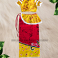 KG1556 - Yellow with hot pink and green designed Lama Saree ( Kids Redda Hatte)| Ceylon Batik | Hand Made | Kids Collection | Summer Collection | Cotton Lama Saree | Kids Redda Hatte | Casual wear
