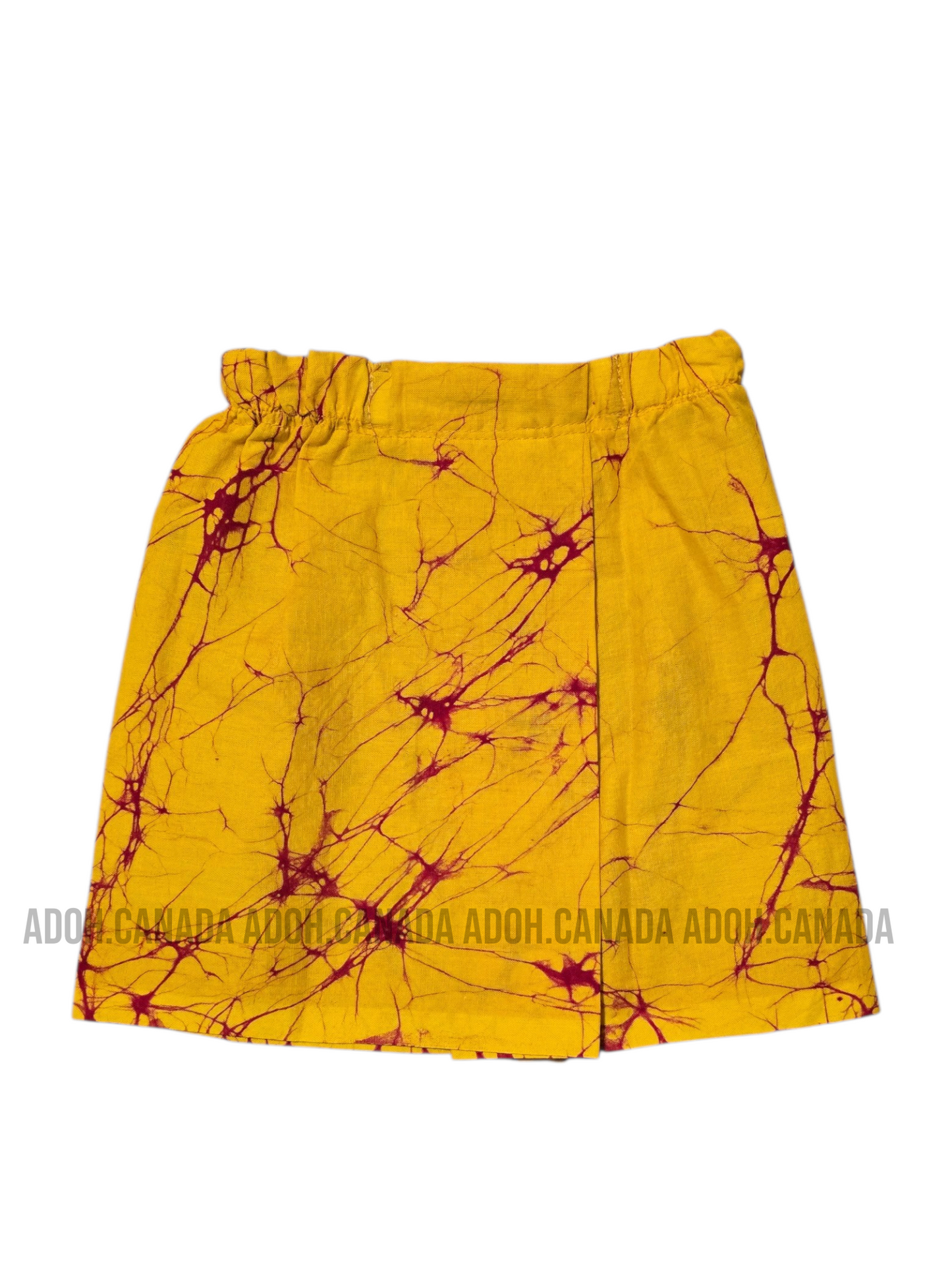 KSA1603 - Yellow with red cracks designed sarong| Ceylon Batik | Hand Made | Kid's Collection | Cotton Sarong| Summer Wear | Cultural