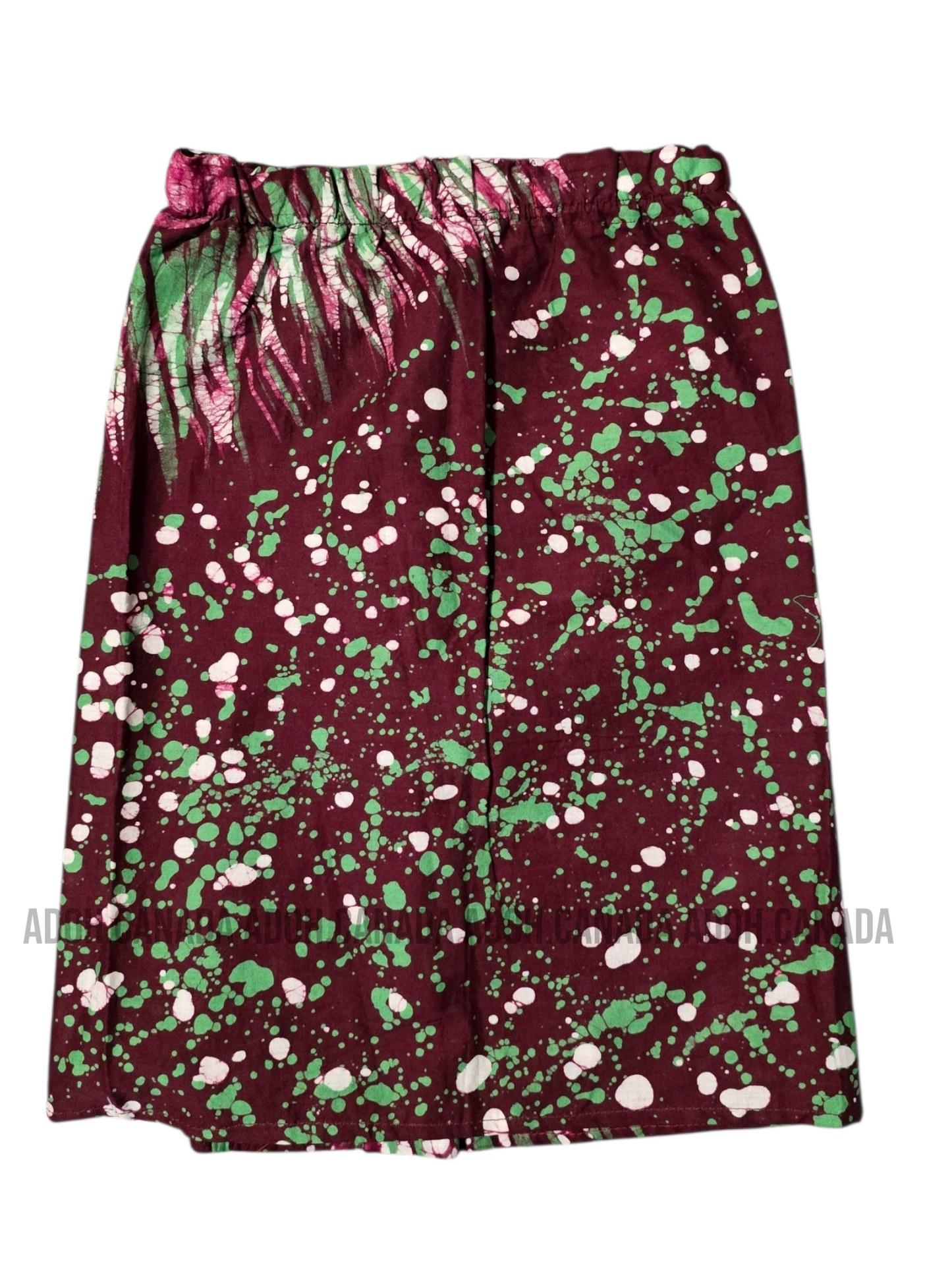 KSA1595 - Dark maroon with white and green design sarong| Ceylon Batik | Hand Made | Kid's Collection | Cotton Sarong| Summer Wear | Cultural