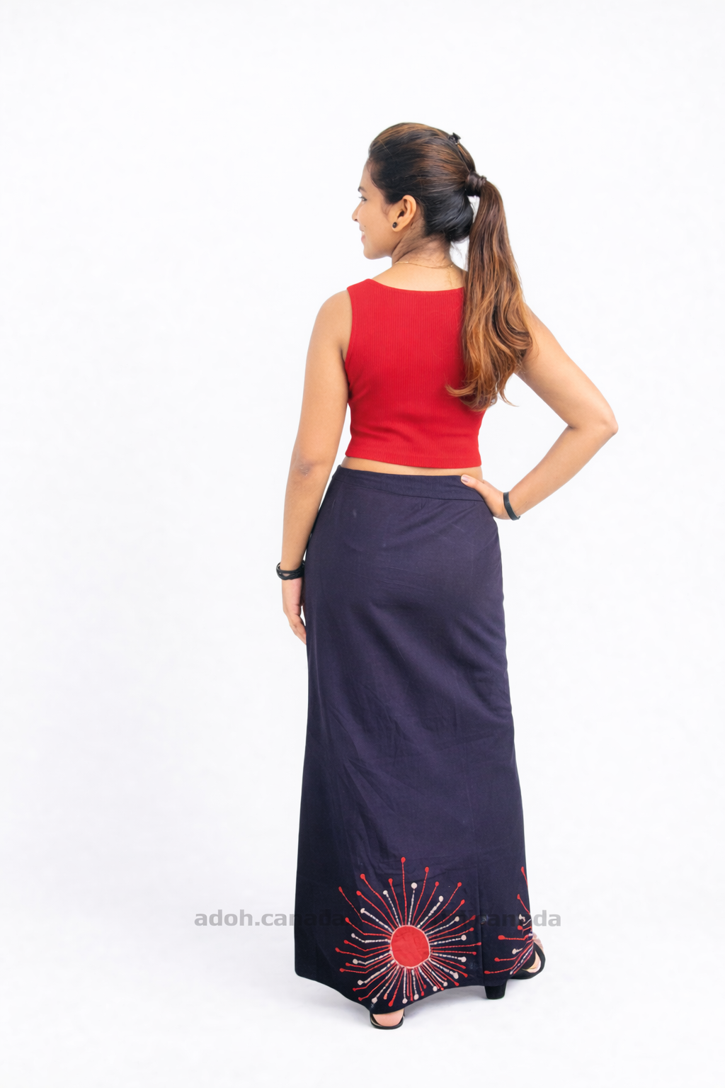 LU1611 - Black with red designed Batik Lungi Skirt |Ceylon Batik | Hand Made | Summer Collection | Cotton Batik Lungi | Traditional Collection