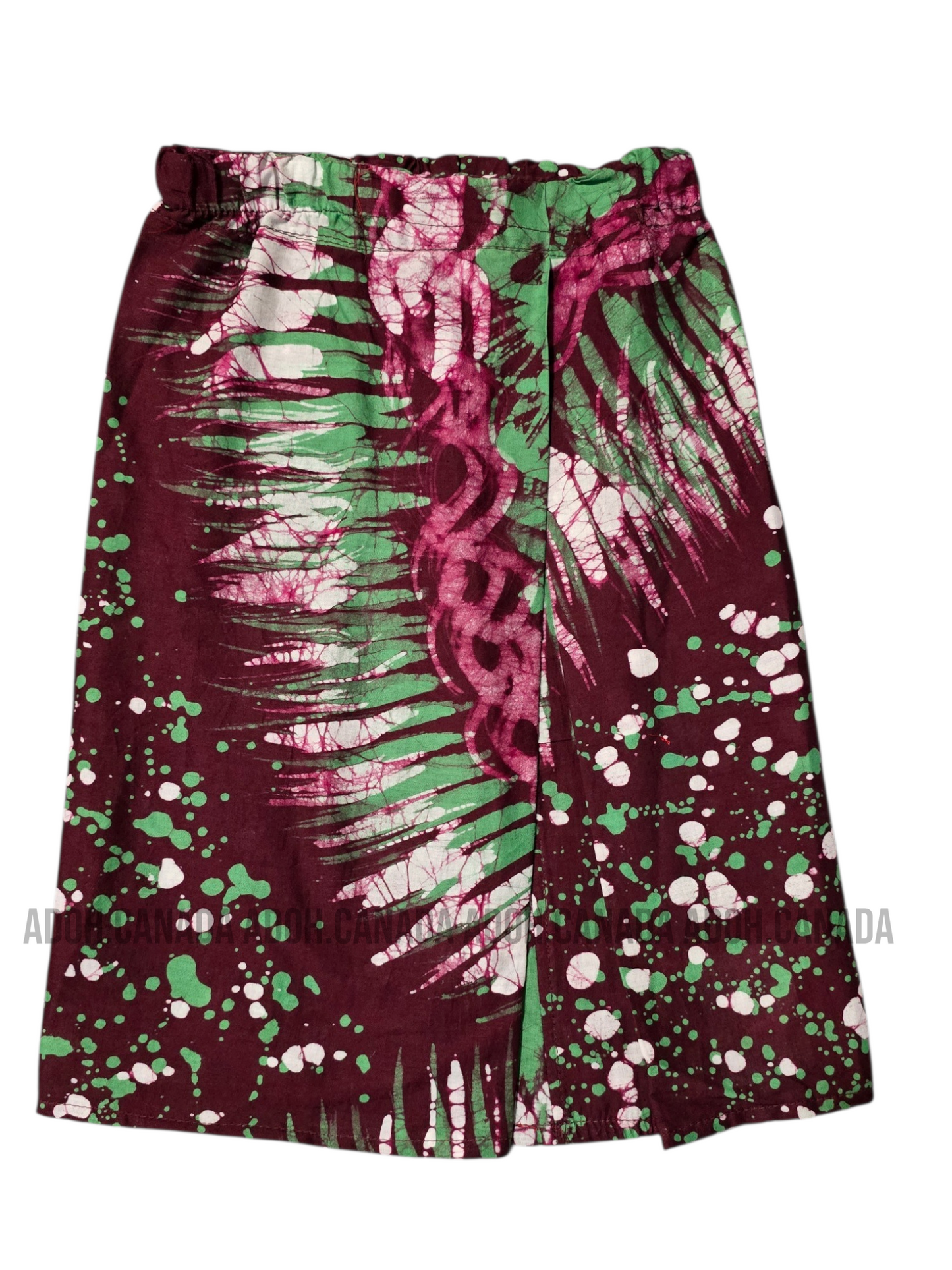 KSA1595 - Dark maroon with white and green design sarong| Ceylon Batik | Hand Made | Kid's Collection | Cotton Sarong| Summer Wear | Cultural
