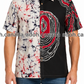 SH1676 -White with Black and red designed Batik Shirt | Ceylon Batik | Hand Made | Men's Collection | Cotton Shirt | Summer Wear