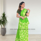 MU1568|Apple green with off-white shapes designed Kandyan Made-up|Ceylon Batik| Cotton Kandyan Made-up Saree| Exclusive Designer Wear | Kandyan Made-up