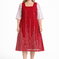 CC1527- Red with white line designed Batik Dress| Ceylon Batik | Hand Made |Summer Collection | Cotton Dress | Summer Wear