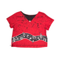 CC1494 - Red Batik Crop Top with music notes design| Ceylon Batik | Hand Made | Summer Collection | Cotton Crop top | Summer wear