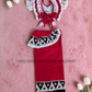 KG1622 - Red and white Lama Saree with black traingle design ( Kids Redda Hatte)| Ceylon Batik | Hand Made | Kids Collection | Summer Collection | Cotton Lama Saree | Kids Redda Hatte | Casual wear
