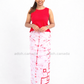LU1610 - White with red box shape designed Batik Lungi Skirt |Ceylon Batik | Hand Made | Summer Collection | Cotton Batik Lungi | Traditional Collection
