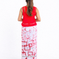 LU1610 - White with red box shape designed Batik Lungi Skirt |Ceylon Batik | Hand Made | Summer Collection | Cotton Batik Lungi | Traditional Collection