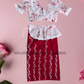 KG1560 - Red and white Lama Saree ( Kids Redda Hatte)| Ceylon Batik | Hand Made | Kids Collection | Summer Collection | Cotton Lama Saree | Kids Redda Hatte | Casual wear