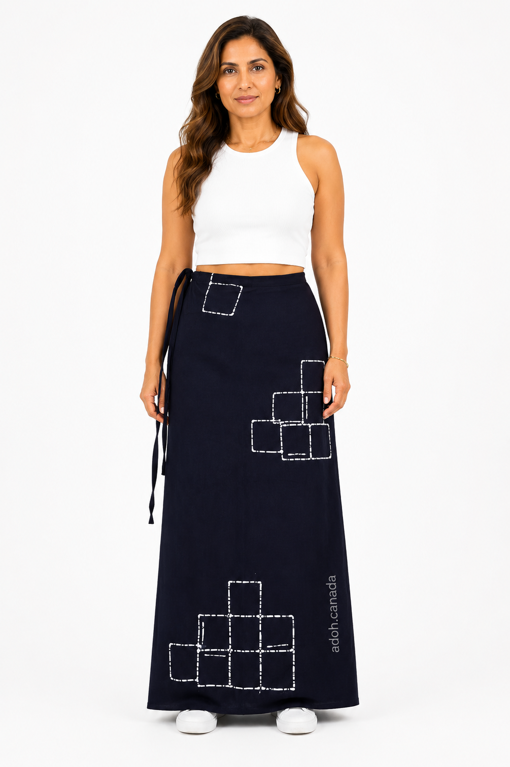 LU1708 - Black lungi with white boxes design Batik Lungi Skirt |Ceylon Batik | Hand Made | Summer Collection | Cotton Batik Lungi | Traditional Collection