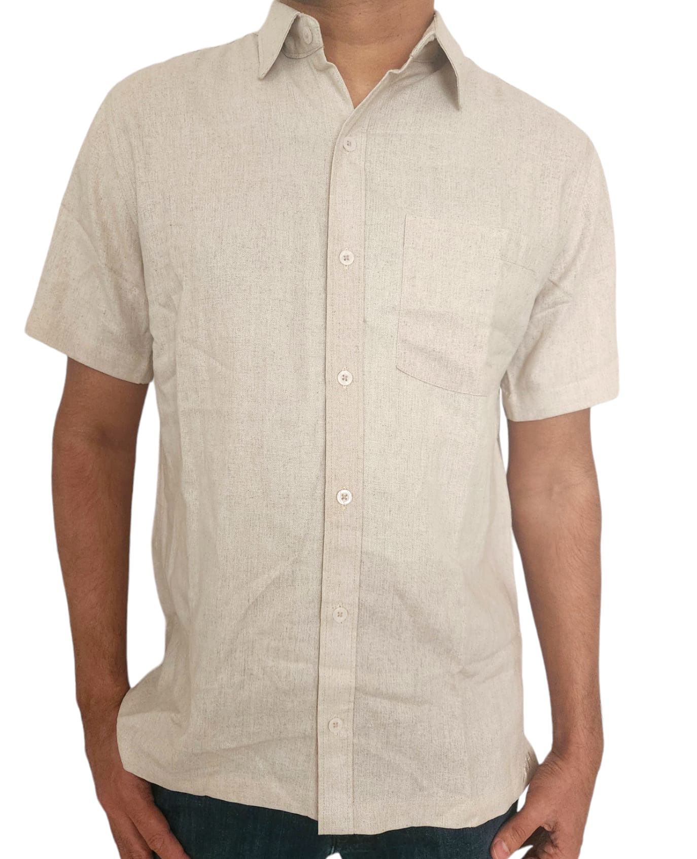 LS0001 -  Linen Shirt|Point  Collar (Regular)| White | Black | Beige | Light Blue |Summer Wear