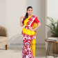 MU1567|Yellow with red and white designed Kandyan Made-up|Ceylon Batik| Cotton Kandyan Made-up Saree| Exclusive Designer Wear | Kandyan Made-up
