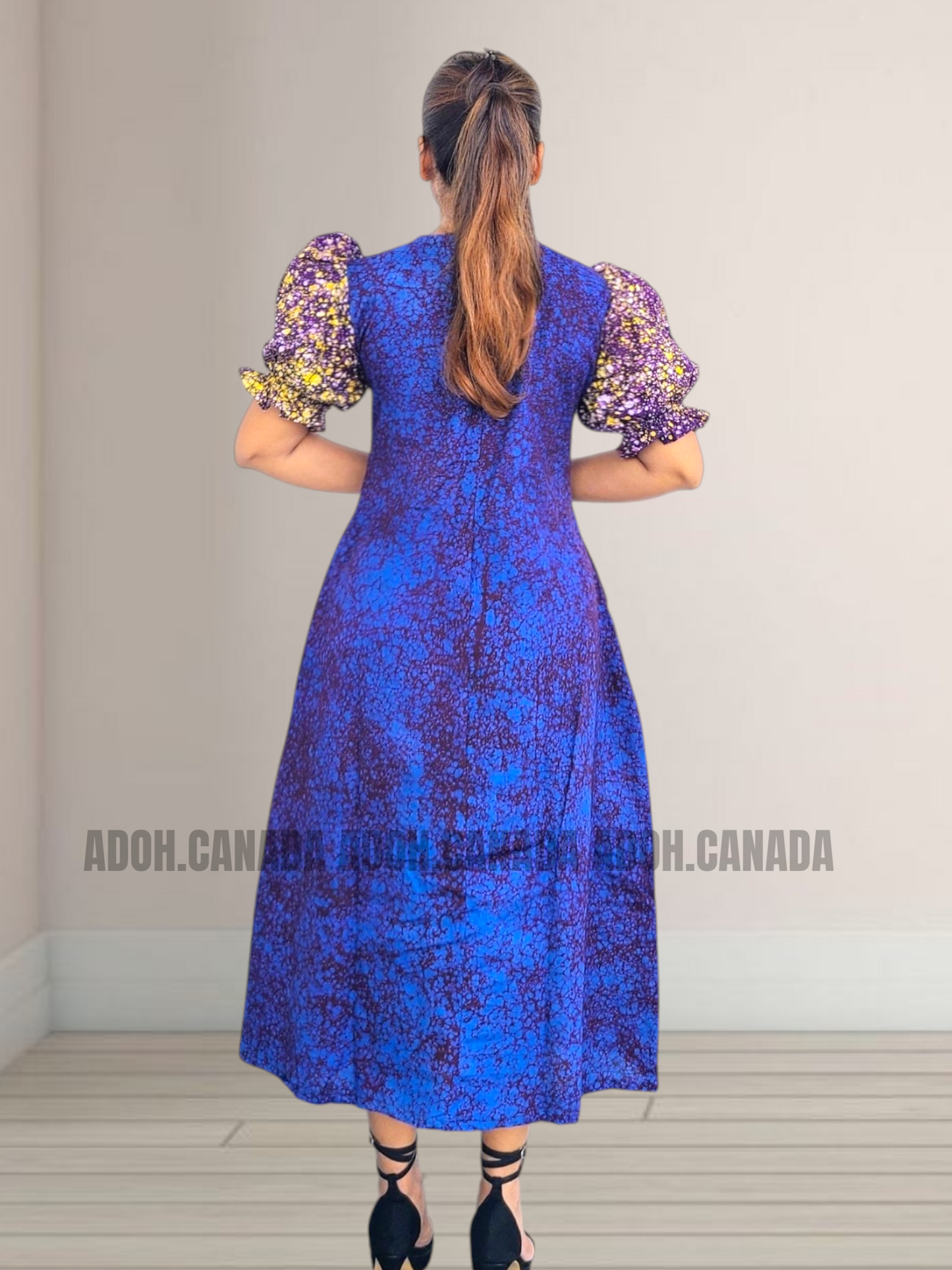 CC1533- Dark purple and blue floral designed Batik Dress| Ceylon Batik | Hand Made |Summer Collection | Cotton Dress | Summer Wear