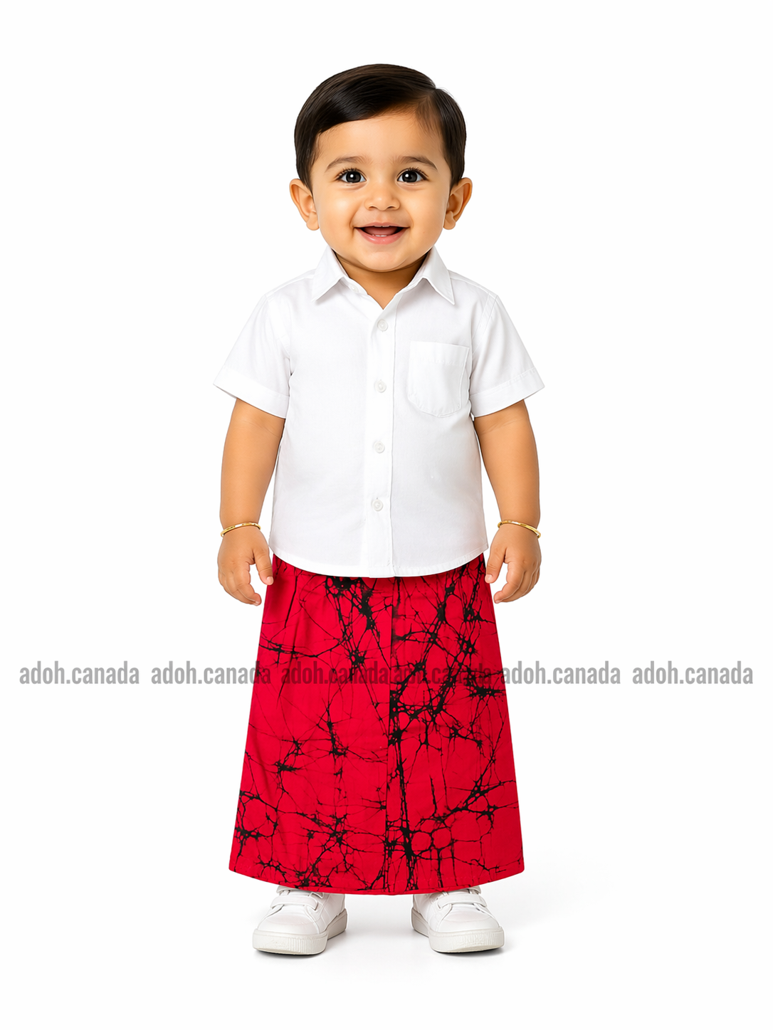 KSA1590 - Red with black cracks designed sarong| Ceylon Batik | Hand Made | Kid's Collection | Cotton Sarong| Summer Wear | Cultural