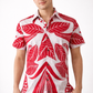 SH1152 - Red and white leafy designed Batik Shirt | Ceylon Batik | Hand Made | Men's Collection | Cotton Shirt | Summer Wear
