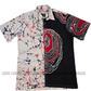 SH1676 -White with Black and red designed Batik Shirt | Ceylon Batik | Hand Made | Men's Collection | Cotton Shirt | Summer Wear