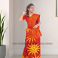 MU1570|Red with yellow sun designed Kandyan Made-up|Ceylon Batik| Cotton Kandyan Made-up Saree| Exclusive Designer Wear | Kandyan Made-up
