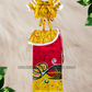 KG1556 - Yellow with hot pink and green designed Lama Saree ( Kids Redda Hatte)| Ceylon Batik | Hand Made | Kids Collection | Summer Collection | Cotton Lama Saree | Kids Redda Hatte | Casual wear