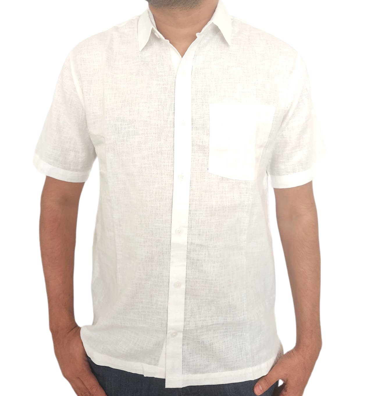 LS0001 -  Linen Shirt|Point  Collar (Regular)| White | Black | Beige | Light Blue |Summer Wear