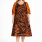 CC1536- Orange with black brushed designed Batik Dress| Ceylon Batik | Hand Made |Summer Collection | Cotton Dress | Summer Wear