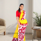 MU1567|Yellow with red and white designed Kandyan Made-up|Ceylon Batik| Cotton Kandyan Made-up Saree| Exclusive Designer Wear | Kandyan Made-up