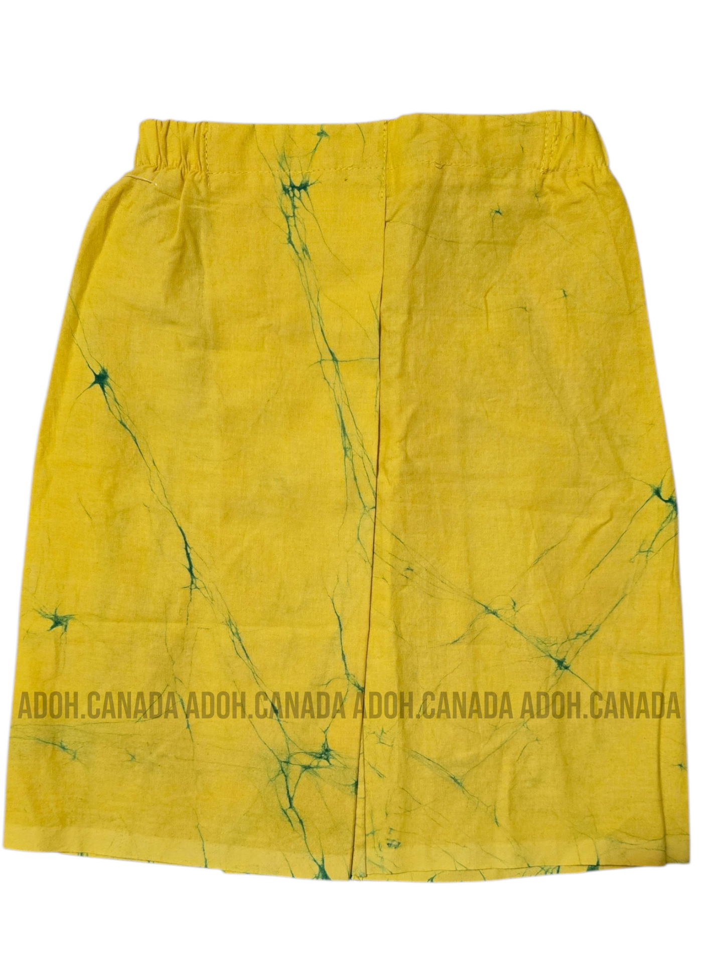 KSA1605 - Yellow with green cracks sarong| Ceylon Batik | Hand Made | Kid's Collection | Cotton Sarong| Summer Wear | Cultural