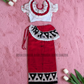 KG1622 - Red and white Lama Saree with black traingle design ( Kids Redda Hatte)| Ceylon Batik | Hand Made | Kids Collection | Summer Collection | Cotton Lama Saree | Kids Redda Hatte | Casual wear