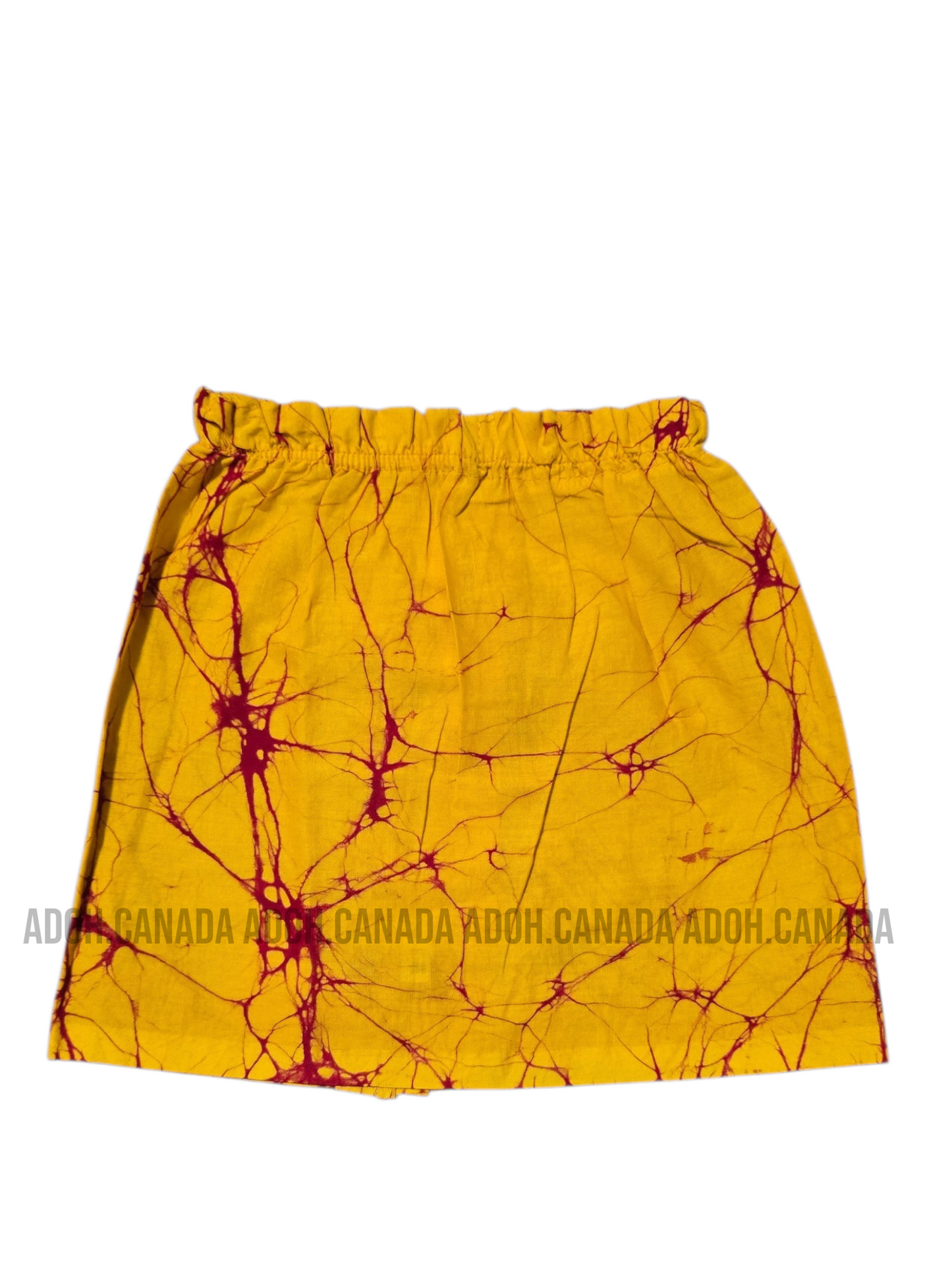 KSA1603 - Yellow with red cracks designed sarong| Ceylon Batik | Hand Made | Kid's Collection | Cotton Sarong| Summer Wear | Cultural