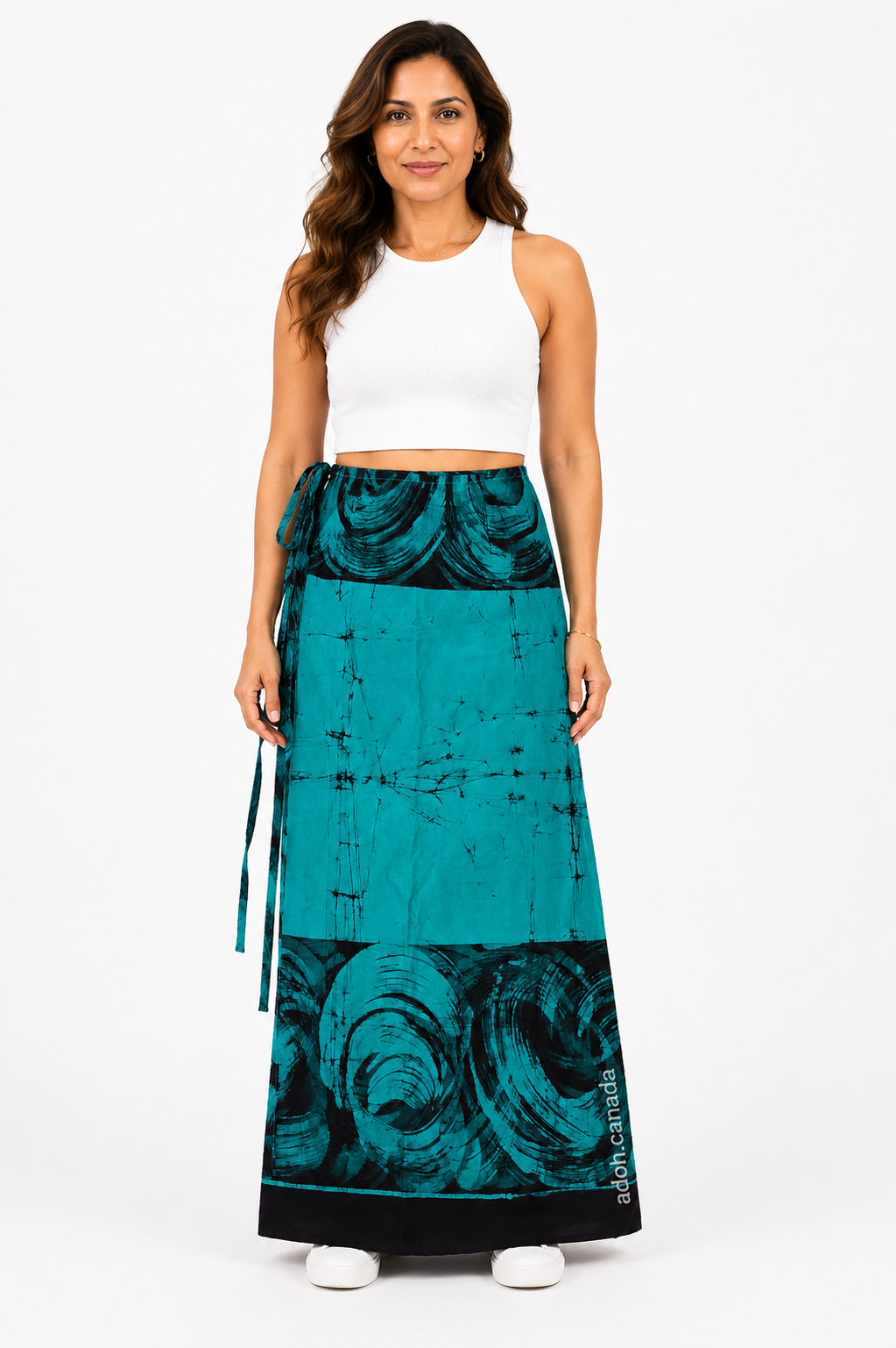 LU1707 - Sea green lungi with black design Batik Lungi Skirt |Ceylon Batik | Hand Made | Summer Collection | Cotton Batik Lungi | Traditional Collection