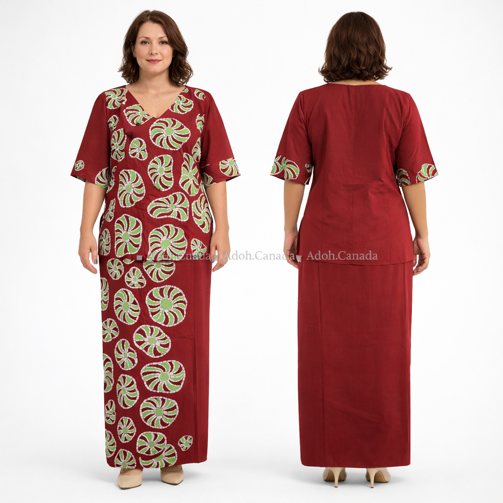 LU1613/LB1538 - Maroon with white and apple green designed Batik Lungi Skirt and Blouse |Ceylon Batik | Hand Made | Summer Collection | Cotton Batik Lungi | Batik Blouse |Traditional Collection