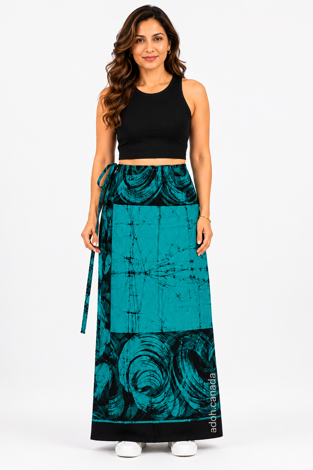 LU1710 - Sea green lungi with black design Batik Lungi Skirt |Ceylon Batik | Hand Made | Summer Collection | Cotton Batik Lungi | Traditional Collection