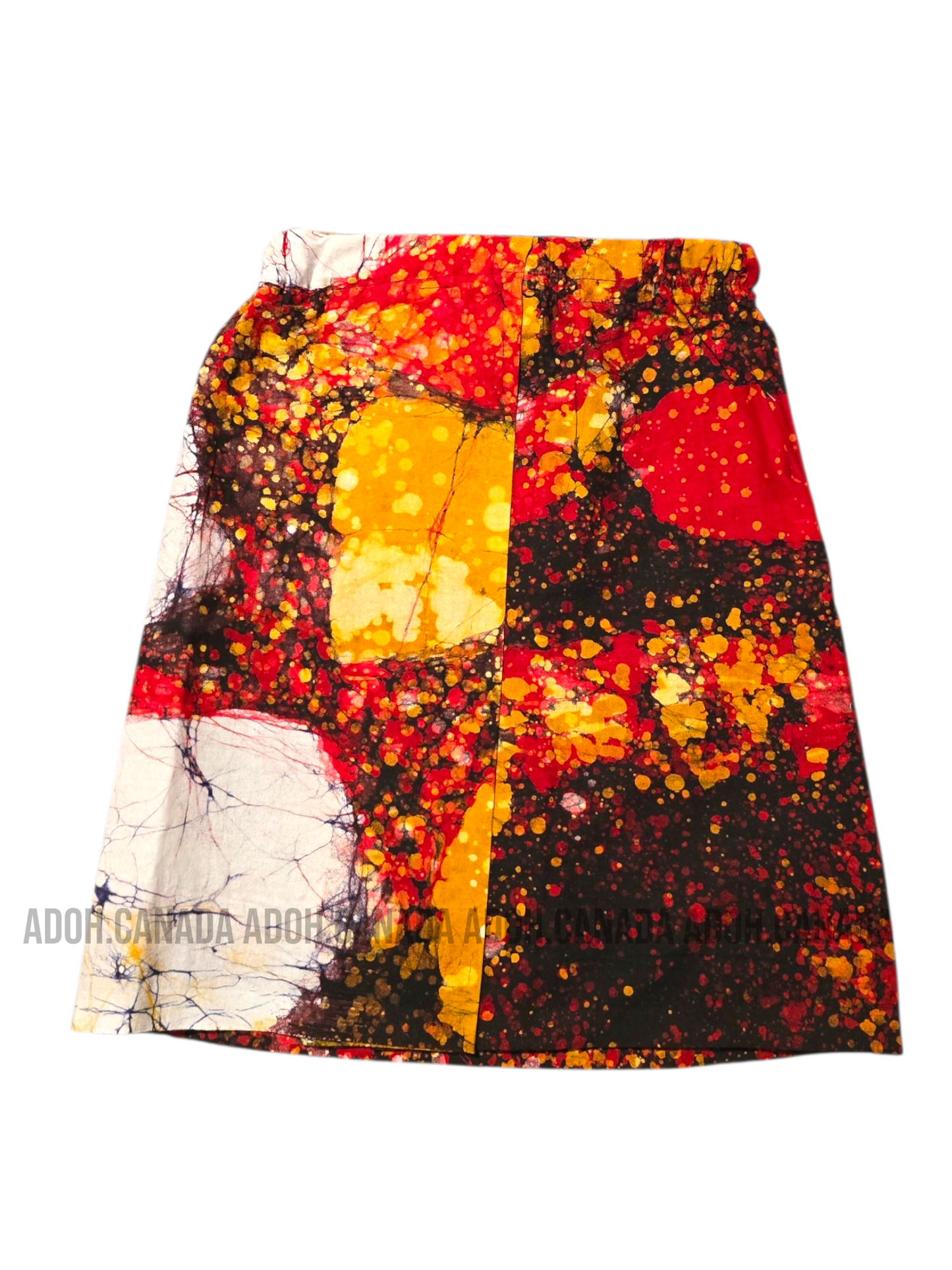 KSA1608 - Red yellow and white designed sarong| Ceylon Batik | Hand Made | Kid's Collection | Cotton Sarong| Summer Wear | Cultural