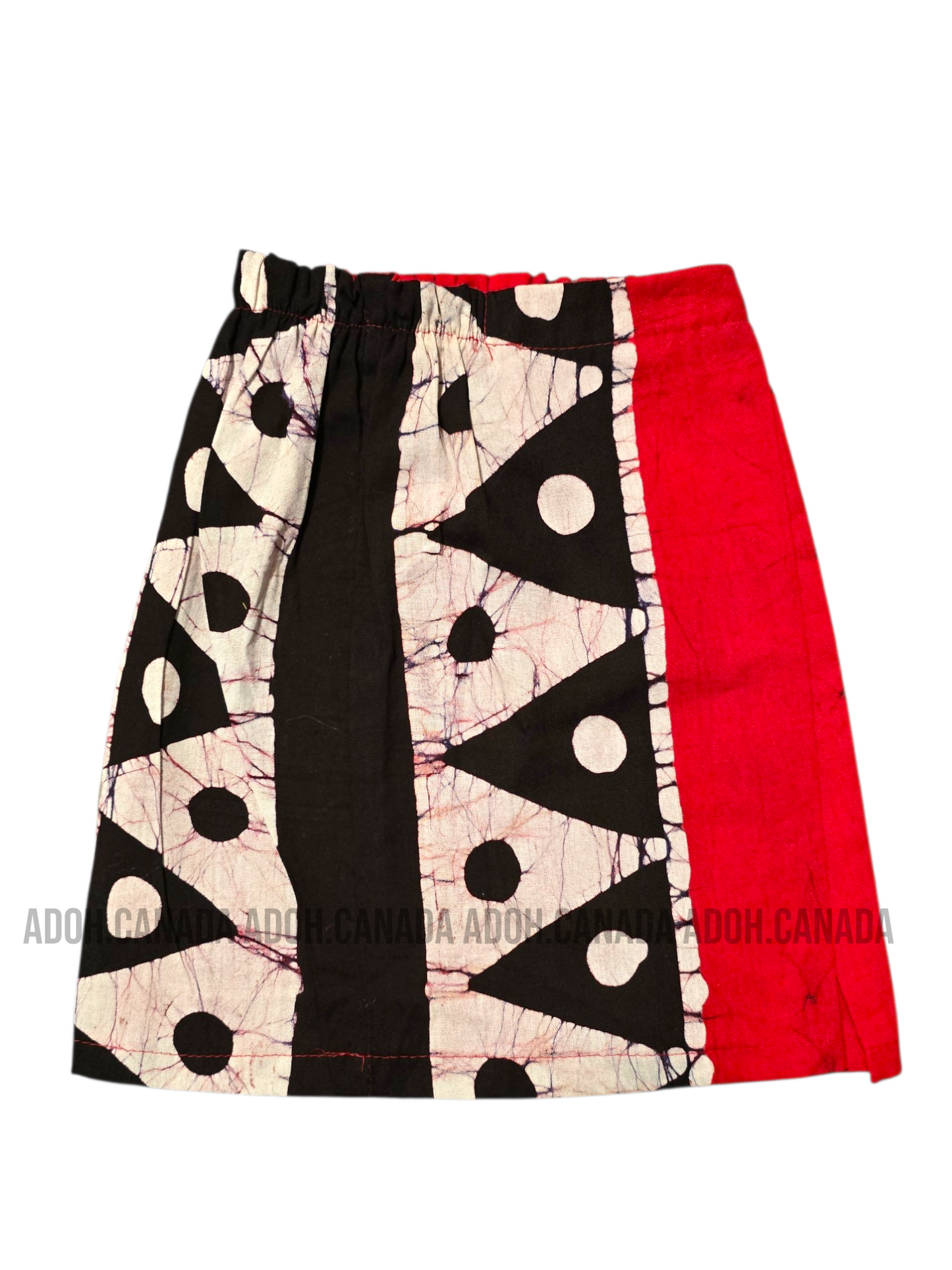 KSA1597 - Red with black traingle designed sarong| Ceylon Batik | Hand Made | Kid's Collection | Cotton Sarong| Summer Wear | Cultural